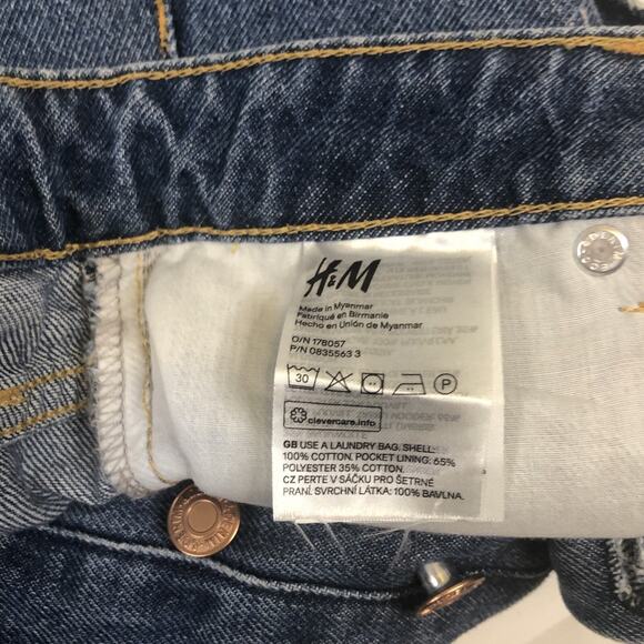 H&M Women's Size 2 Blue Denim High Waist Raw Hem Vintage Button fly Jean’s Short - Picture 9 of 12